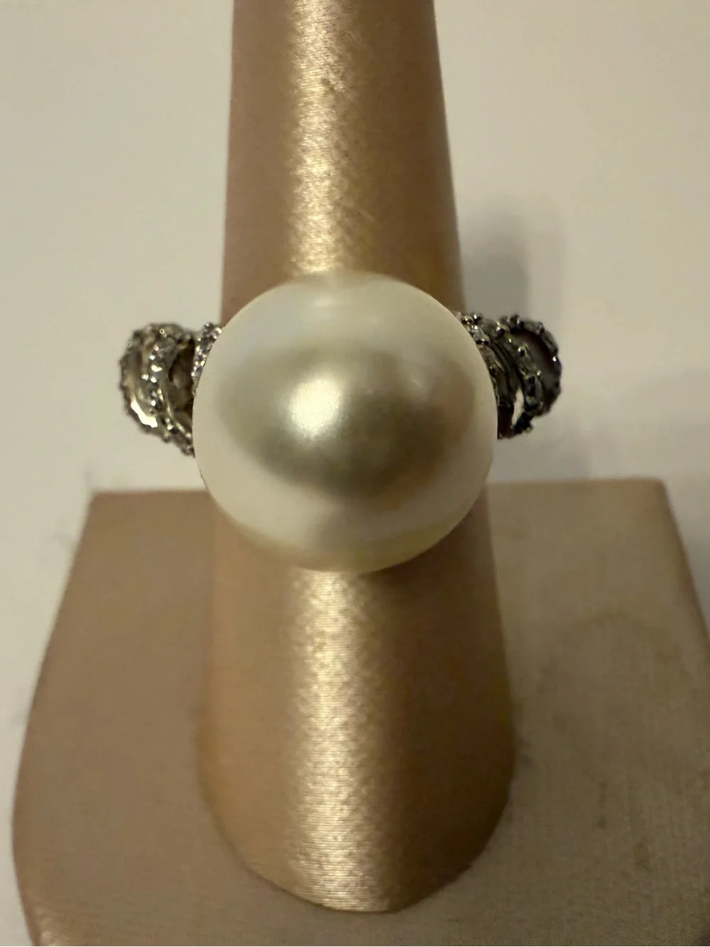 SX Sally C Treasures Pearl Spiral 925 Sterling Silver Ring CZ Accents size 10